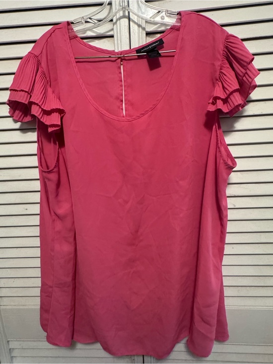 Ashley Stewart Tops - Ashley Stewart Pink Pleated Ruffle Sleeve Blouse Plus Size 22/24W